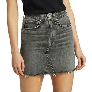 NEW Rag & Bone Denim Mini Skirt in Black Frayed